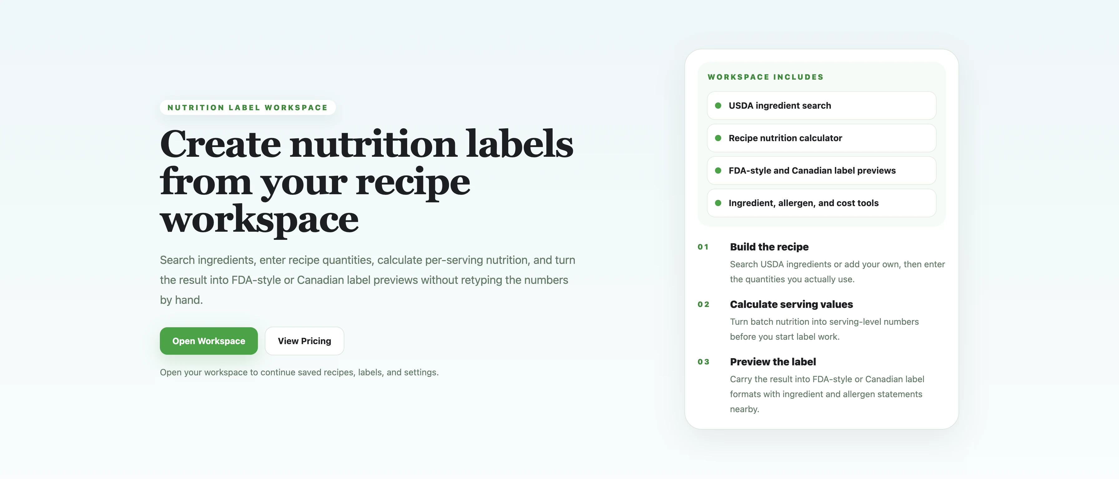 Workspace hero overview showing the broader label and statement workflow.